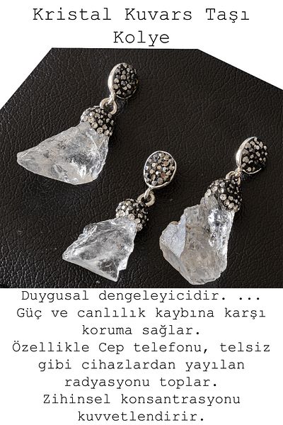 Tesbih Atölyesi Certified Zircon Stone Model Crystal Quartz Stone Necklace (Raw Unprocessed)