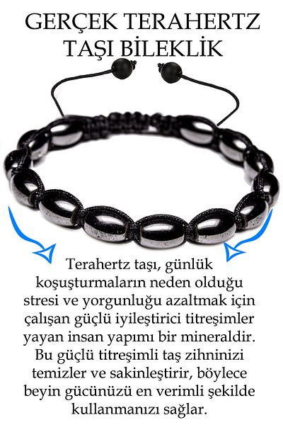 Tesbih Atölyesi Certified Barley Cut Terahertz Stone Bracelet