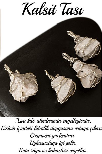 Tesbih Atölyesi Certified Raw Wire Wrapped White Calcite Stone Necklace
