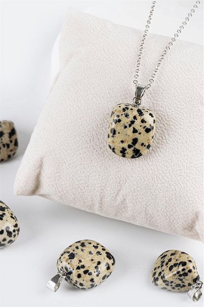 Tesbih Atölyesi Certified Timbil Model Spotted Dalmatian Jasper Stone Necklace