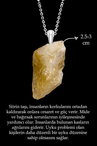 Tesbih Atölyesi Certified Raw Unprocessed Citrine Stone Necklace - Brazil