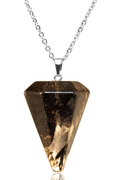 Tesbih Atölyesi Certified Pendulum Model Black Rutile Quartz Stone Necklace