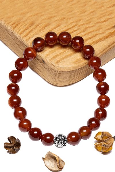 Tesbih Atölyesi Aaa+ Certified Red Yemen Agate Stone Bracelet - Silver Apparatus