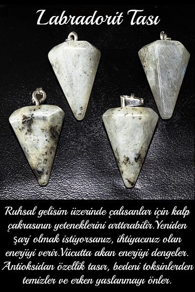 Tesbih Atölyesi Certified Pendulum Model Labradorite Stone Necklace