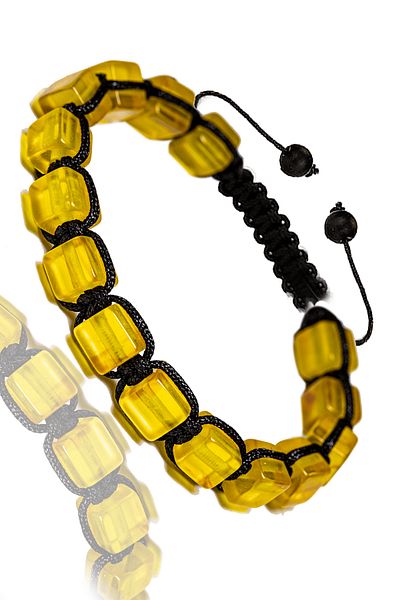 Tesbih Atölyesi Manufacturer Certified Cube Cut Transparent Natural Drop Amber Bracelet
