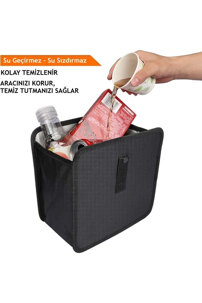 Ankanorm Vehicle Trash Can Waterproof Garbage Bag Foldable Trash Bin Organizer 6.8 Liter Capacity