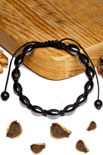 Tesbih Atölyesi Certified Barley Cut Terahertz Stone Bracelet