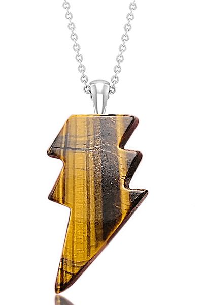 Tesbih Atölyesi Certified Lightning Model Tiger Eye Stone Necklace - Aaa+ Quality