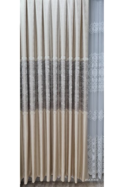 ISSA TEKSTIL Issa Pano Fon Perde Sütlü Kahve Krem ((tek Kanat))(sık Pile)((en...