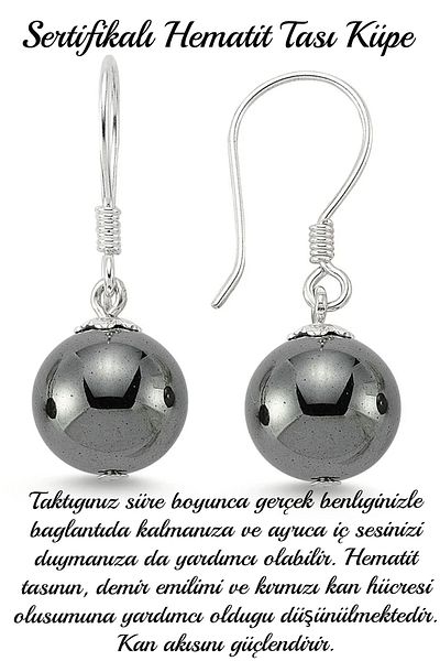 Tesbih Atölyesi Certified Hematite Stone Natural Stone Earrings (blood Stone)