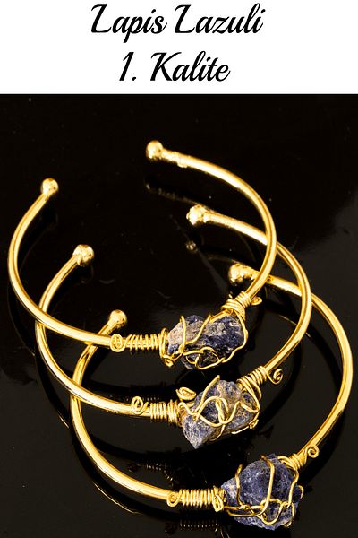 Tesbih Atölyesi Certified Clamp Model Adjustable Aaa Lapis Lazuli Stone Bracelet - Tarnish Resistant