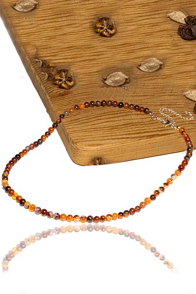 Tesbih Atölyesi Aaa+ Quality Black Red Yemeni Agate Jewelled String Necklace