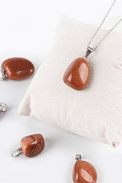 Tesbih Atölyesi Drum Model Brown Star Stone Necklace - Silver Apparatus