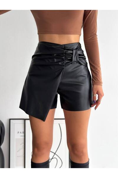 MDZ COLLECTION Deri Şort Etek