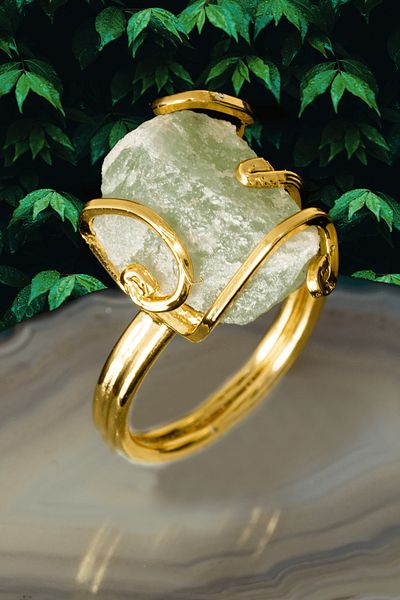 TREND COLLECTİON Aventurine Green Natural Stone Adjustable Women's Ring -  Trendyol