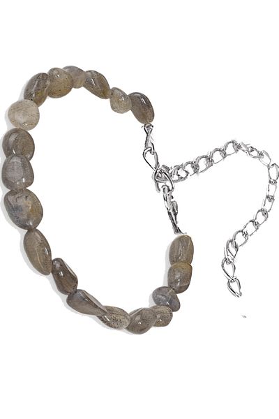 Tesbih Atölyesi Certified Amorphous Cut Labradorite Stone Bracelet