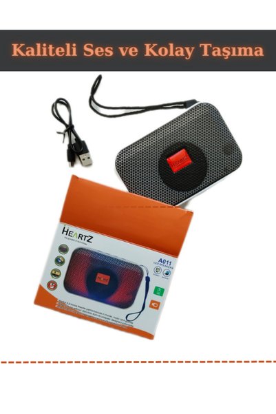 HEARTZ Kablosuz Taşınabilir Led Işıklı Wireless Bluetooth Hoparlör