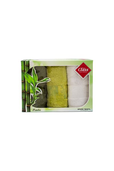 Class Bamboo 3-Piece 30 X 50 Cm Kitchen Towel Khaki - Pistachio Green - Ecru