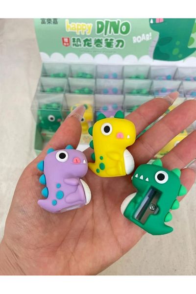 Limmy Dinosaur Pencil Sharpener 3D Shaped Silicone Pencil Sharpener - Purple