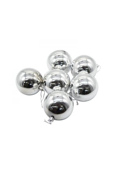 Waldern Στολίδι Πρωτοχρονιάτικο Πεύκο Γκρι 8 εκ. Σετ 6 τεμαχίων Cici Ball