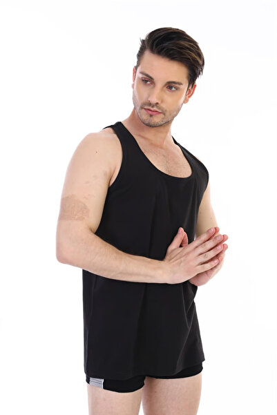 Çift Kaplan Erkek Süprem Siyah Atlet 0770