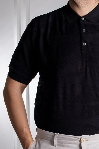 Sarar Tricou negru cu guler polo subțire tricotaje