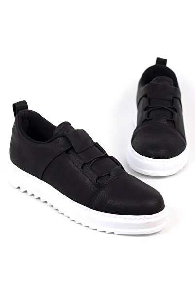 Rainon Store Black Leather Elastic Men's Sports Shoes