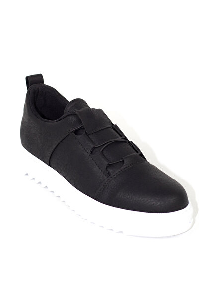 Rainon Store Black Leather Elastic Men's Sports Shoes
