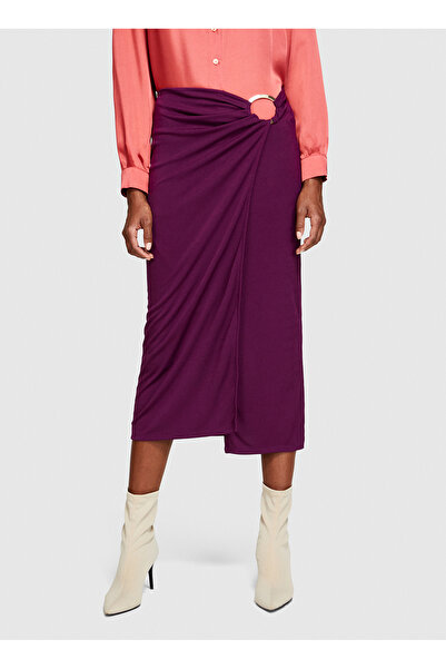 Sisley Fusta midi mov cu talie înaltă pentru femei - 41L1L001I