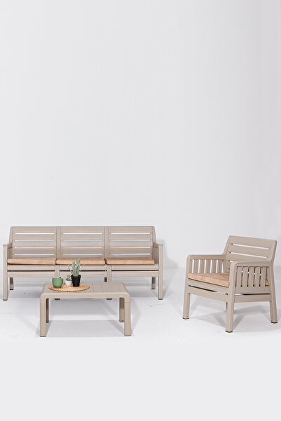 SANDALİE Lara / 3 1 S Bahçe Takımı Balkon - Bahçe - Teras Mobilyası / Cappucino