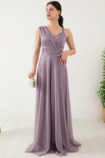 PULLIMM ROCHIE LUNGA TUL SILVERY CU UNUL UMERI 13424