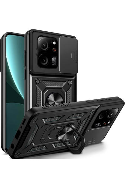 m.tk moveteck Xiaomi Mi 13T Pro Uyumlu Kılıf Kamera Korumalı Yüzüklü Standlı ...