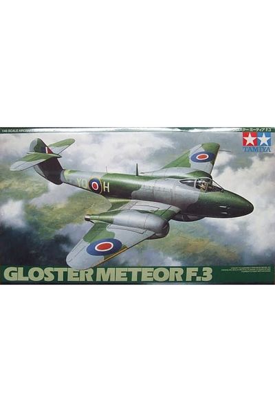 TAMIYA 1/48 Gloster Meteor F.3 Plastic Combat Aircraft Model Kit, Disassembled Hobby Set