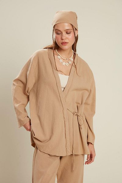 Manuka COTTON CRINKLE KIMONO BEIGE