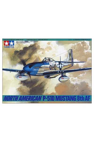 TAMIYA 1/48 American P-51D Mustang 8th AF Plastic Airplane Model Kit, Disassembled Hobby Set