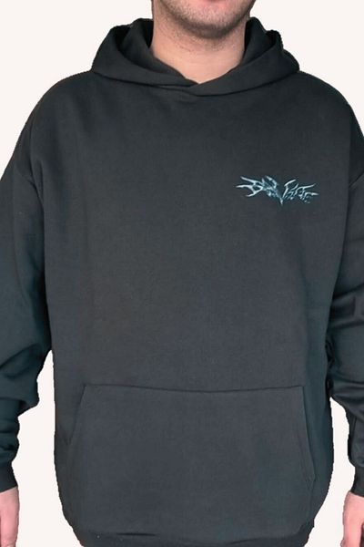 KRIMO Kpop Aespa Printed Black Oversize Hooded Sweatshirt