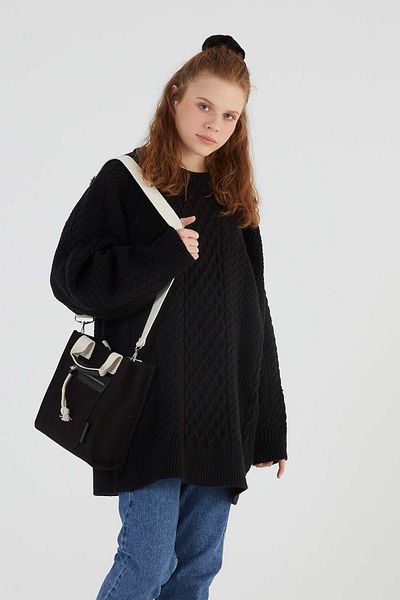 Manuka Leather Detailed Tote Bag Black