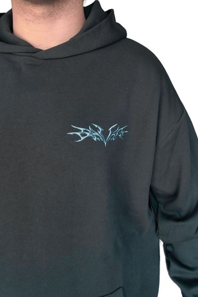 KRIMO Kpop Aespa Printed Black Oversize Hooded Sweatshirt