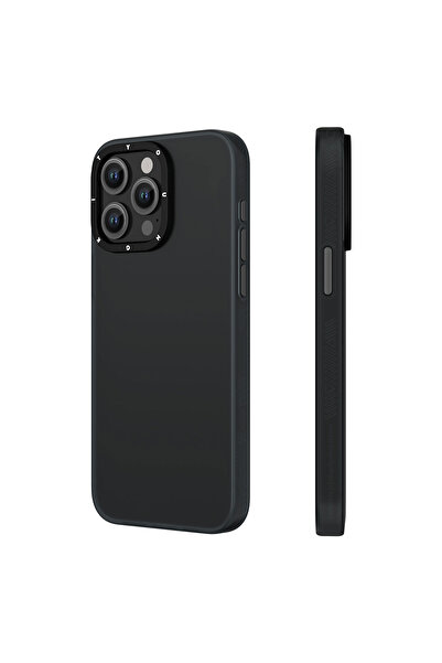 Youngkit iPhone 15 Pro Uyumlu Kılıf Buzlu Mat Tasarım Youngkit Hidden Sand Serisi Kapak Siyah