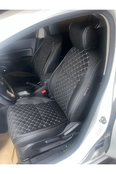 AKINCI Honda City 2022 - Black and White Embroidered Leather Leggings