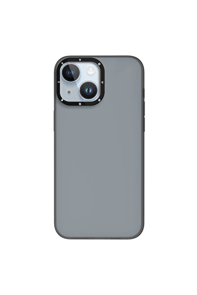 Youngkit iPhone 15 Uyumlu Kılıf Buzlu Mat Tasarım Youngkit Hidden Sand Serisi Kapak Gri