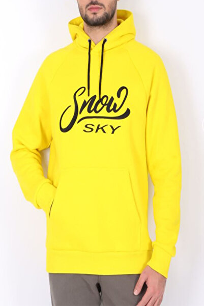Snow Sky Yazılı İçi Polar Köpüşonlu Kanguru Cepli Unisex Sweatshirt