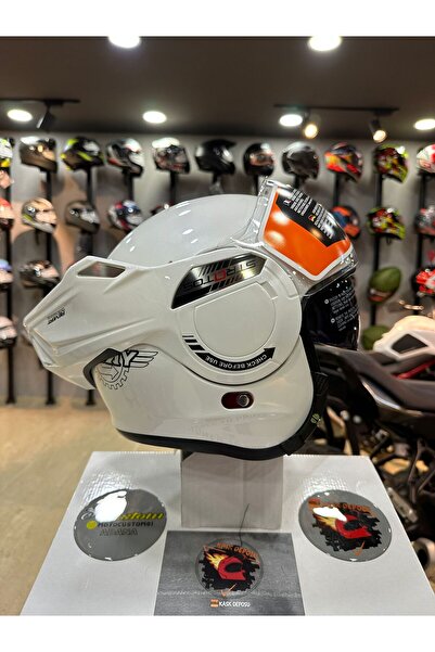 Sway SW 907 Stratos 180 Derece Çene Açılır Kask (Beyaz)