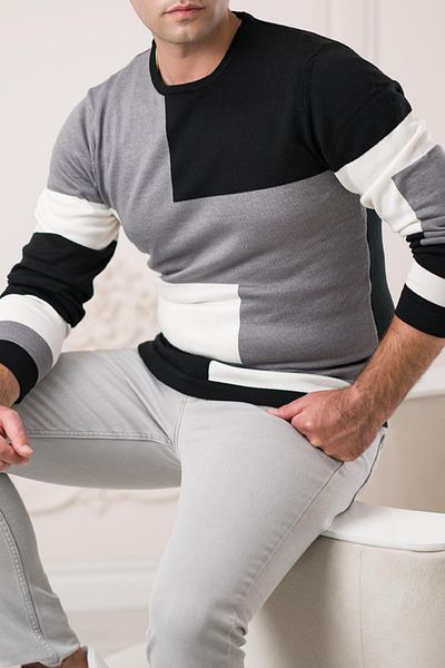 Dorss Ανδρικό αθλητικό πουλόβερ Slimfit Zero Design με μοτίβο γιακά από βαμβάκι