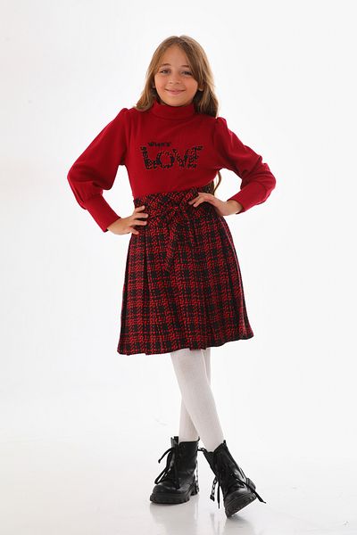 WİENS KİDS GIRL'S T-SHIRT AND SKIRT SET (TWO PIECES)