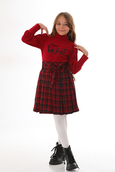 WİENS KİDS GIRL'S T-SHIRT AND SKIRT SET (TWO PIECES)