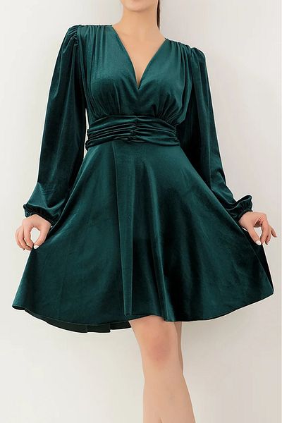 Neşeli Butik γυναικείο εισαγόμενο υφασμάτινο βελούδινο φόρεμα KKLF70