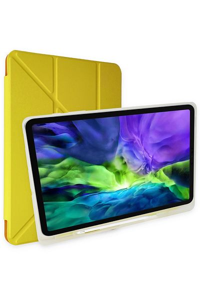 AQUA AKSESUAR 10.2 (8th generation) Compatible Case with Pen Compartment and Sleep Mode Smart Case - Light Yellow