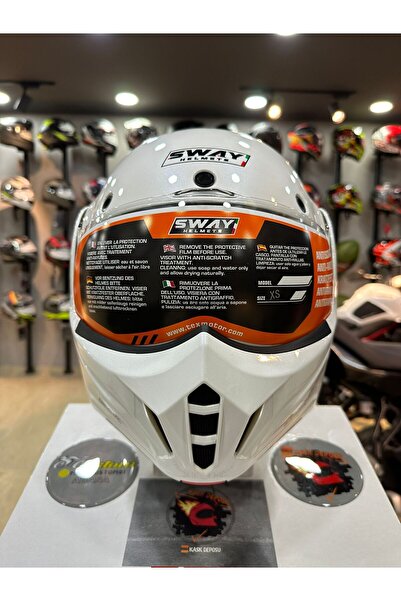 Sway SW 907 Stratos 180 Derece Çene Açılır Kask (Beyaz)