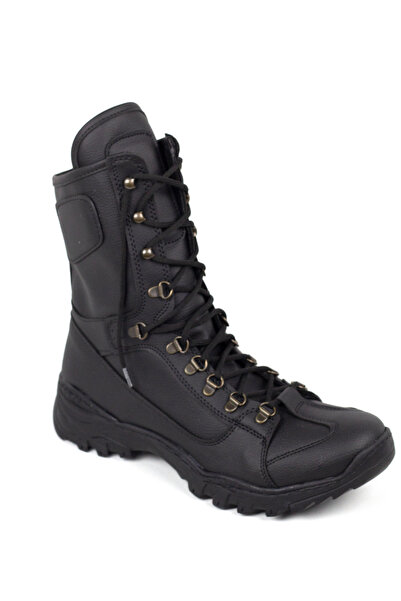 Mida Shoes Bağcıklı Siyah Deri Askeri Erken Postal Bot